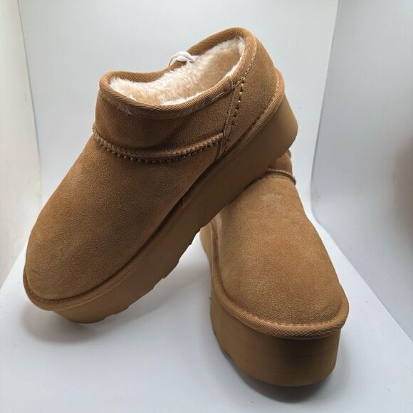 CUSHIONAIRE Women's Genuine Suede Cozy Mule Platform +Memory Foam 9.5 CHESTNUT N - Picture 7 of 7